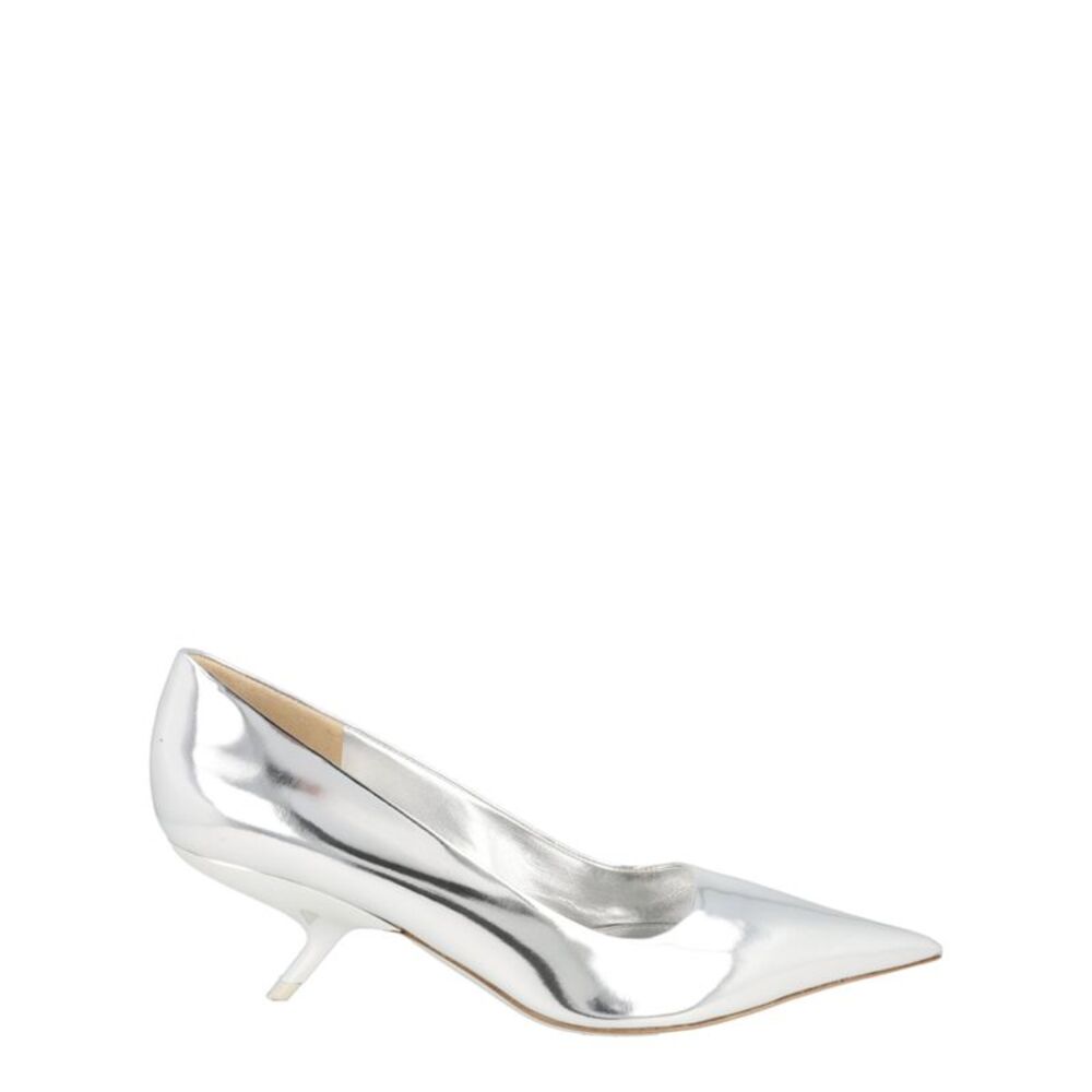 Ferragamo Eva Metallic Leather Pumps Silver Womens